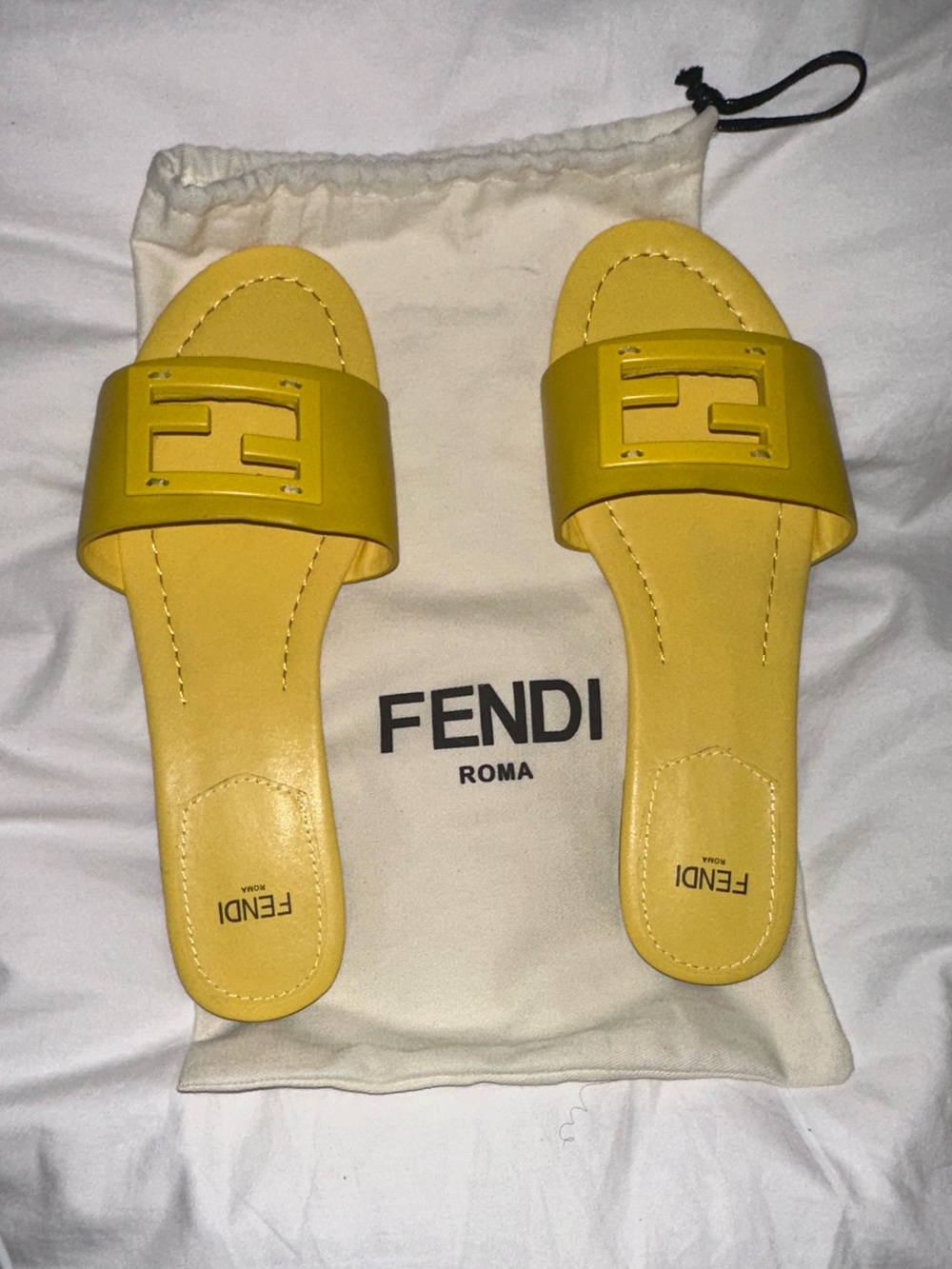 Fendi Baguette FF Leather Slides
